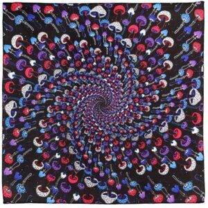 3D Mushroom Spiral Glow-In-Dark Bandana ~ 100% Cotton ~ 22" x 22" ~ Brand New!